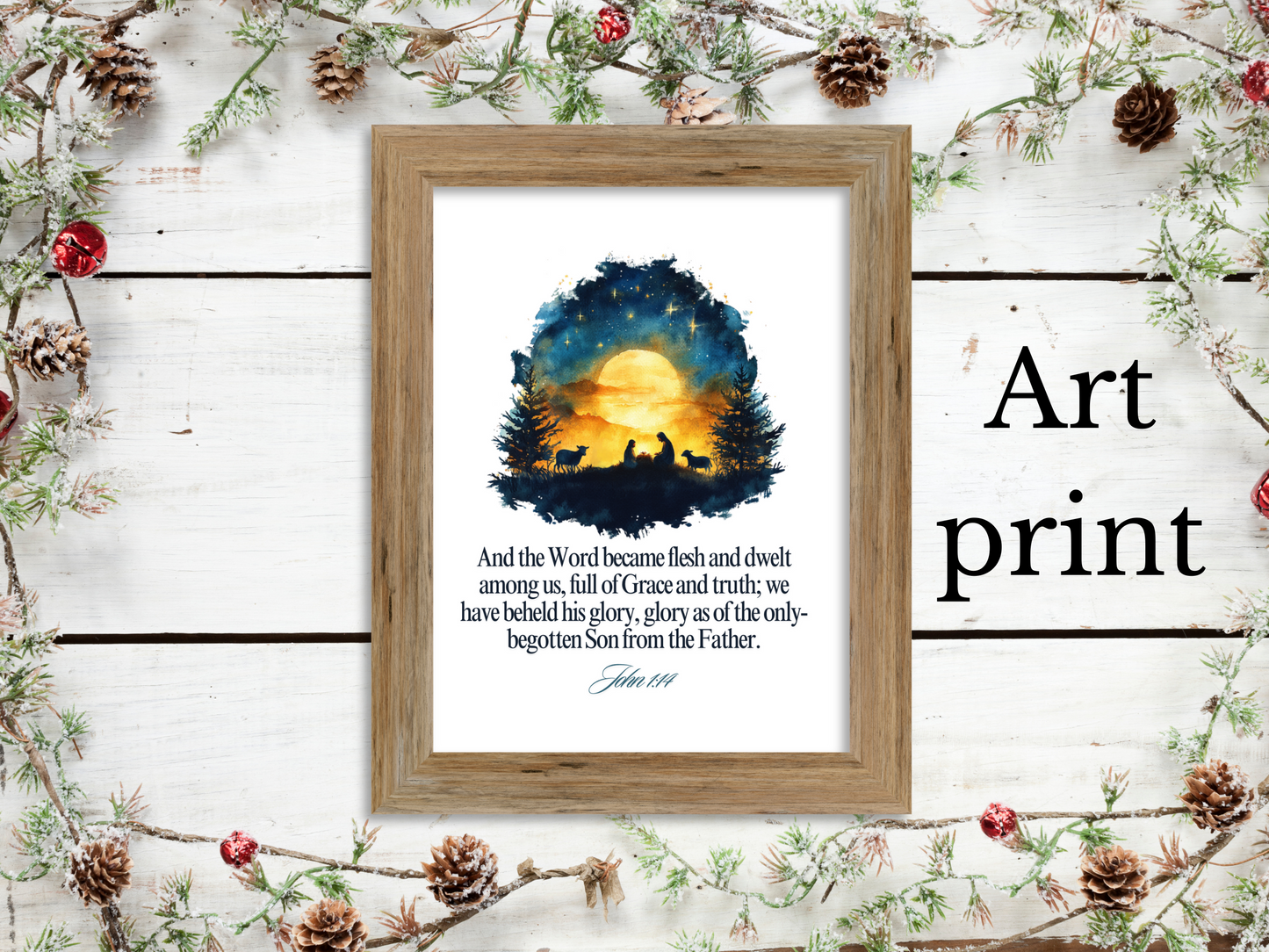 John 1:14 Watercolor Nativity Art Print