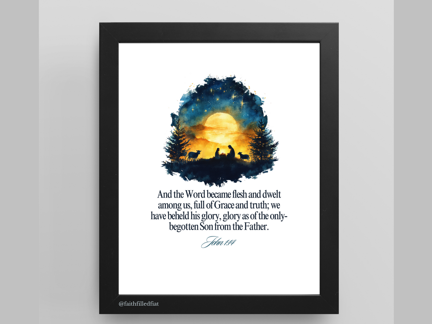 John 1:14 Watercolor Nativity Art Print