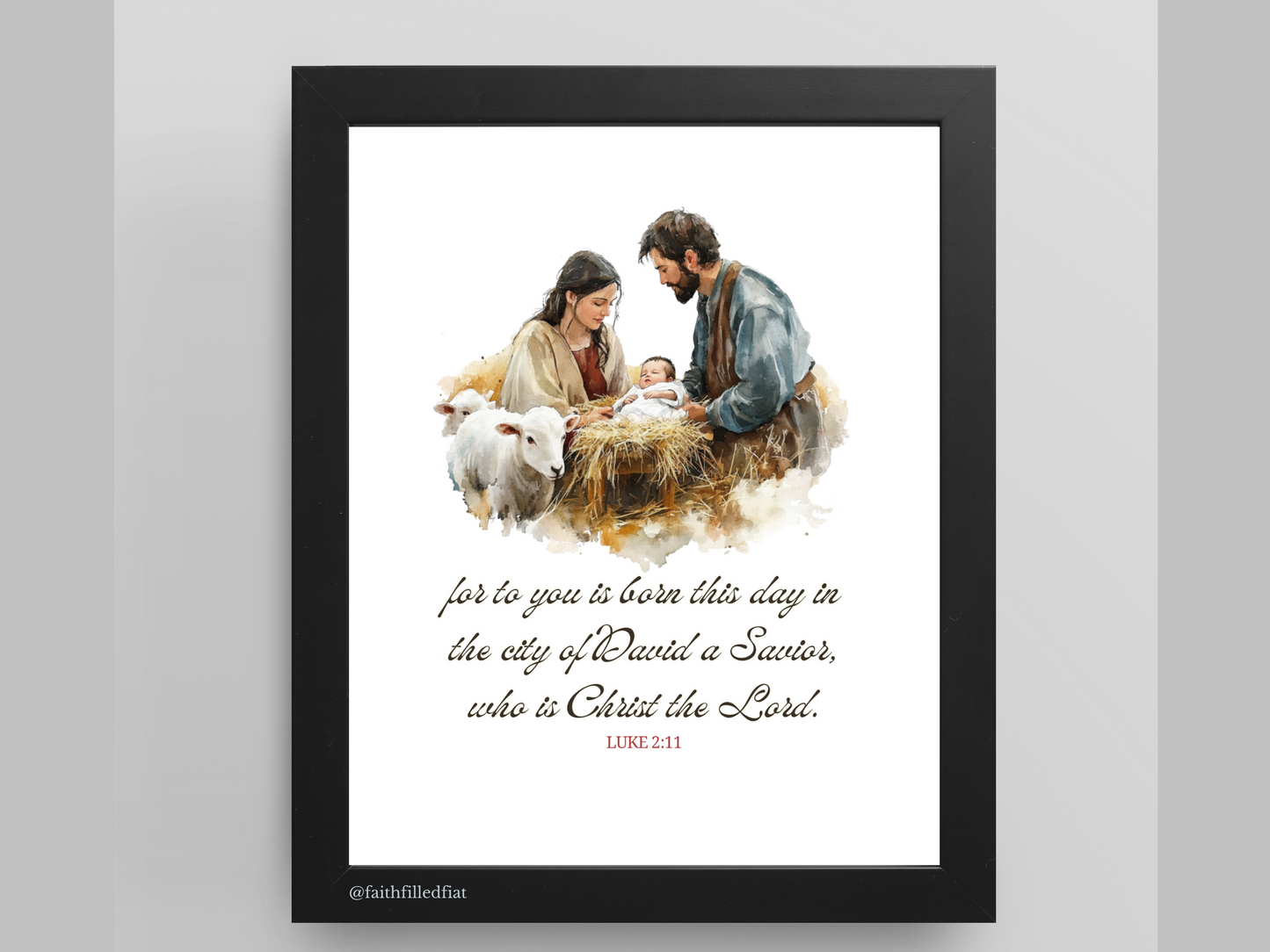 Luke 2:11 watercolor Nativity art print