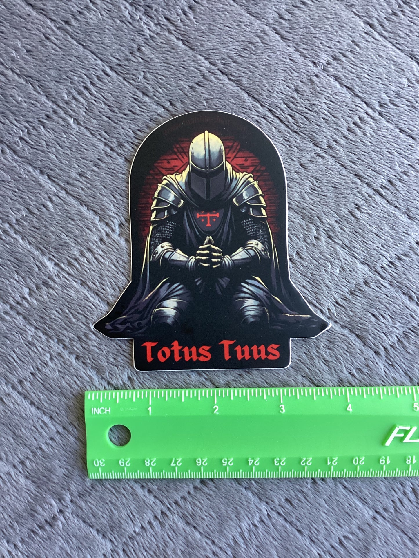 Totus Tuus praying knight sticker