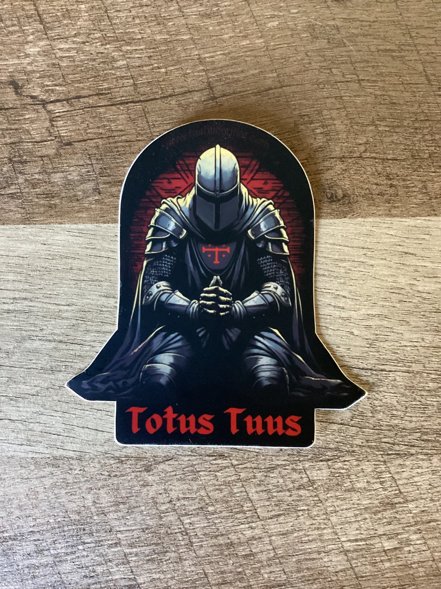 Totus Tuus praying knight sticker