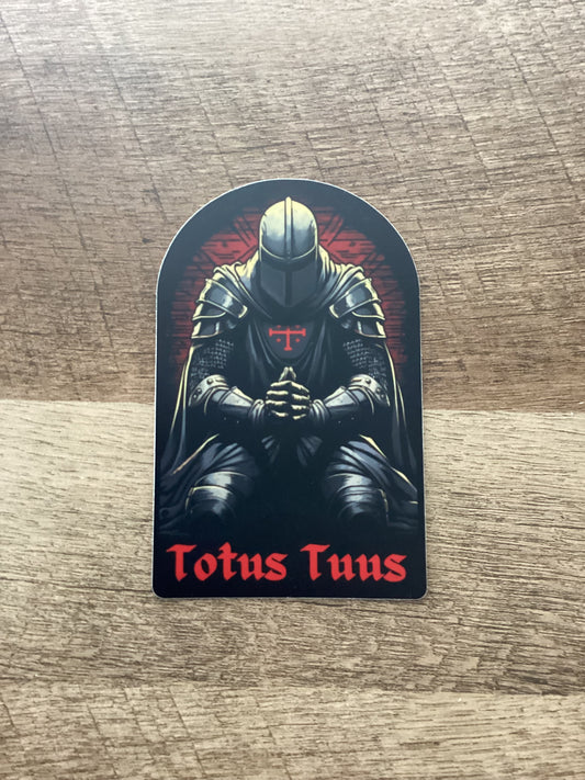 Totus Tuus praying knight sticker