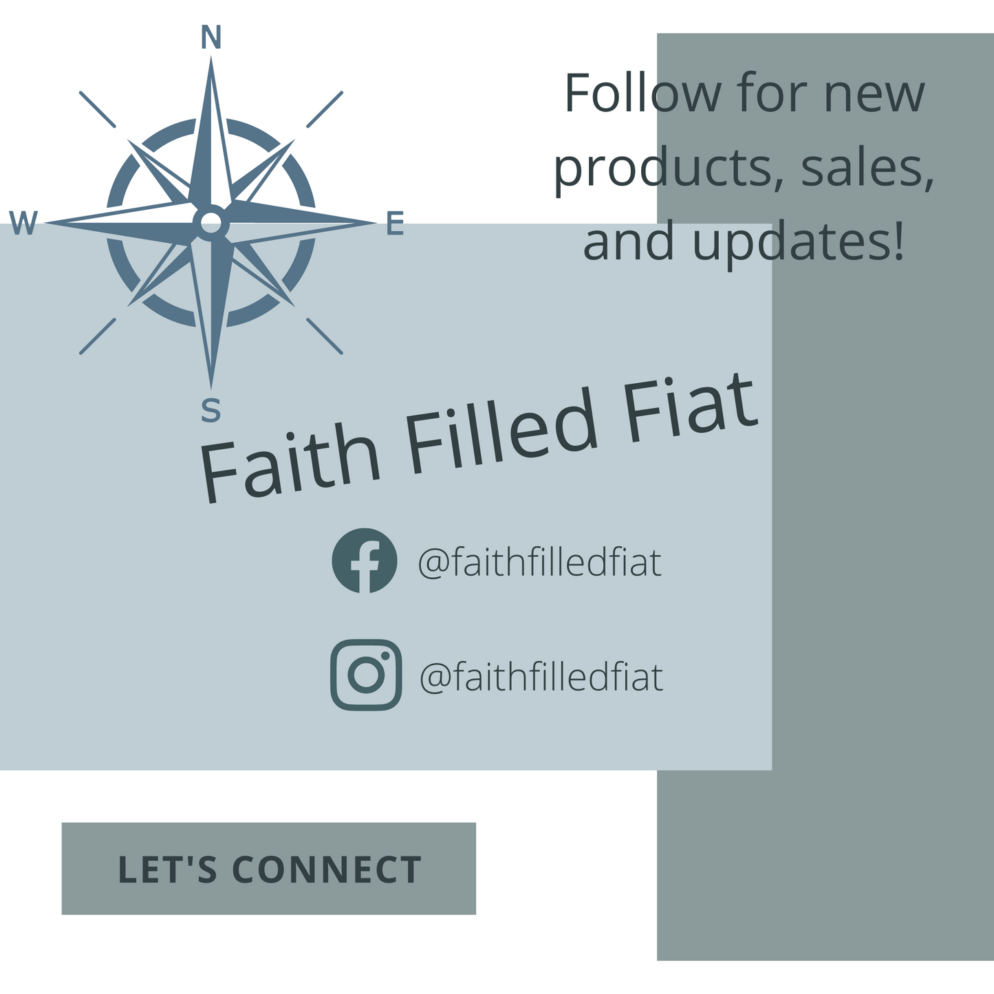 Follow Faith Filled Fiat on social media for news on new products, sales, and shop updates