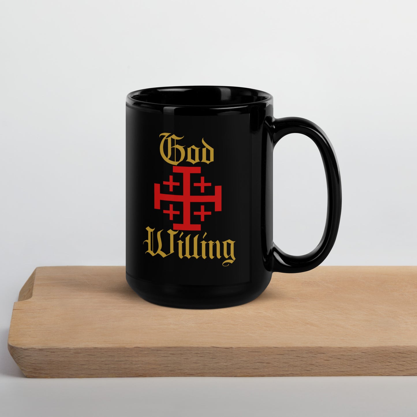 Deus Vult black coffee mug