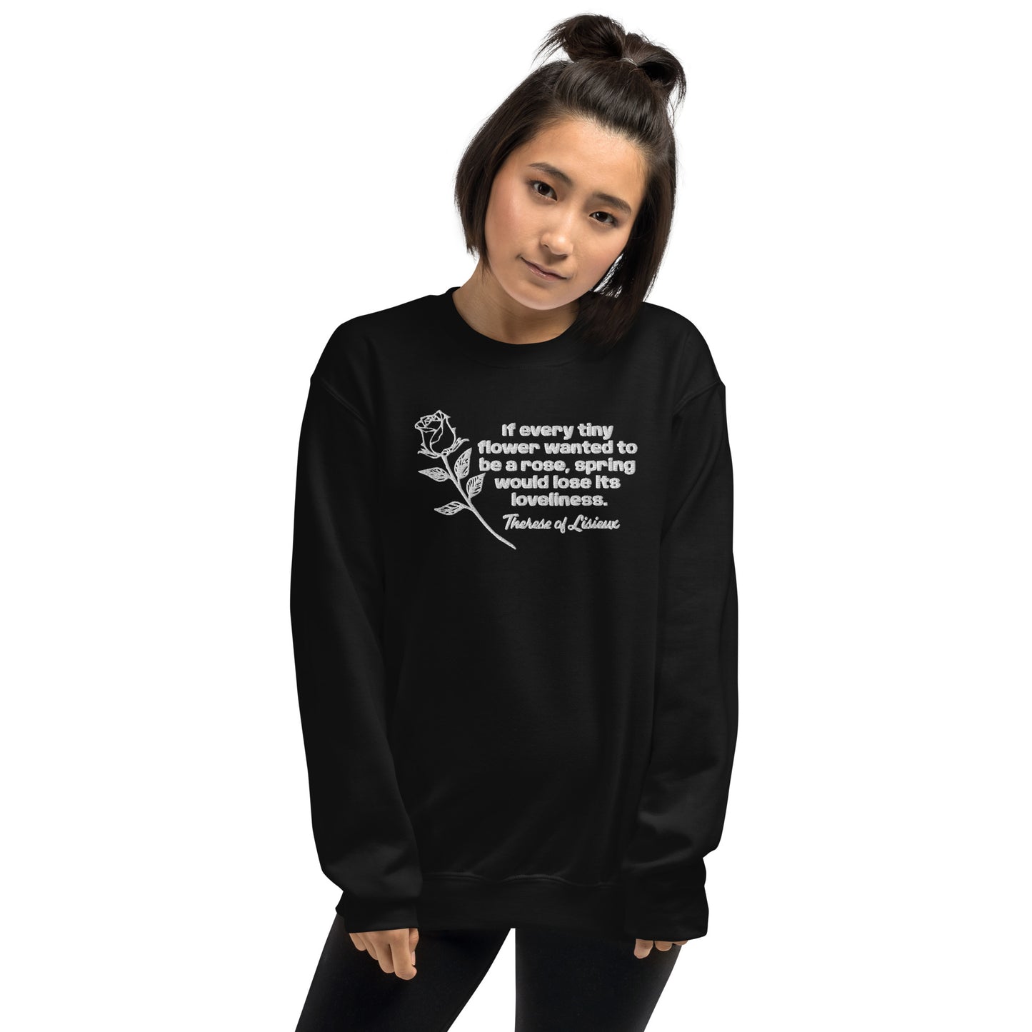 Saint Therese of Lisieux Crew Sweatshirt- white lettering