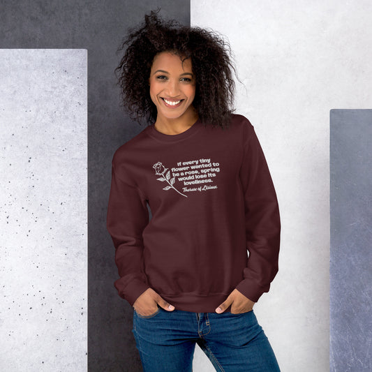 Saint Therese of Lisieux Crew Sweatshirt- white lettering