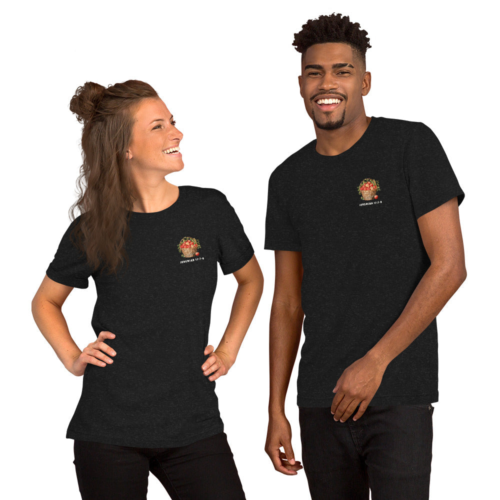 Front of Like a tree planted tee for men and women- shown in black heather