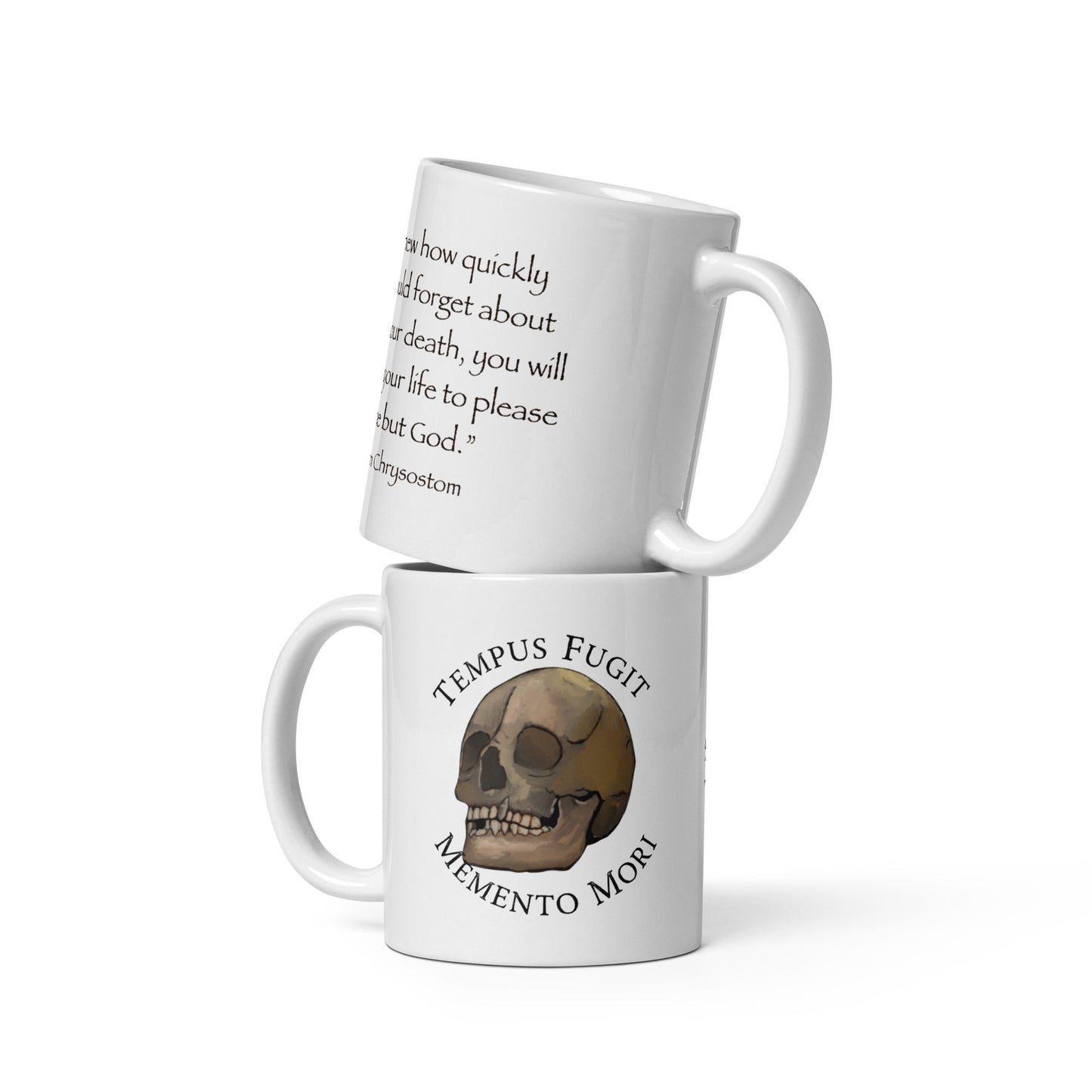 Tempus Fugit Memento Mori White coffee mug