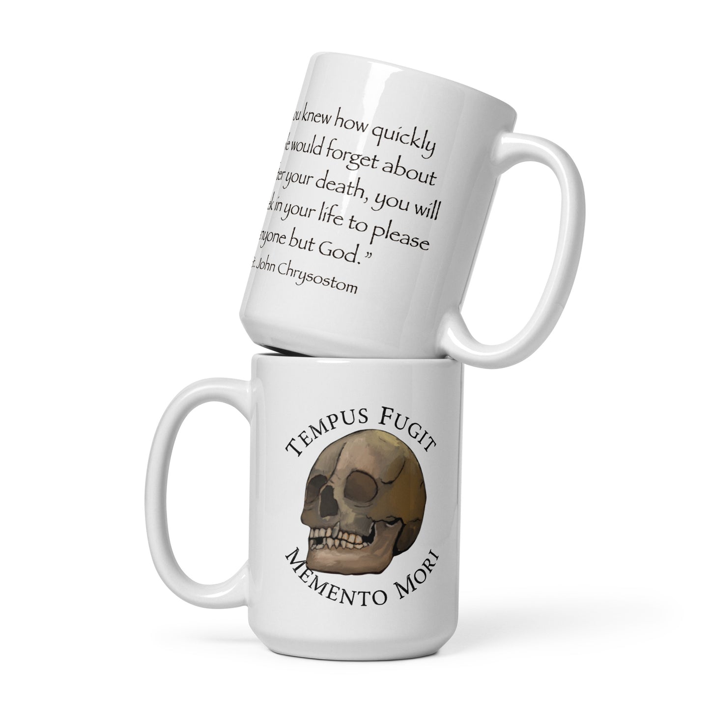 Tempus Fugit Memento Mori White coffee mug