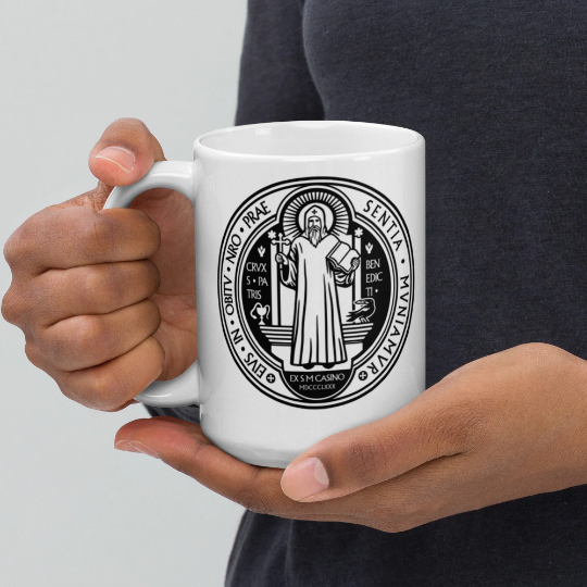 White Saint Benedict Coffee Mug